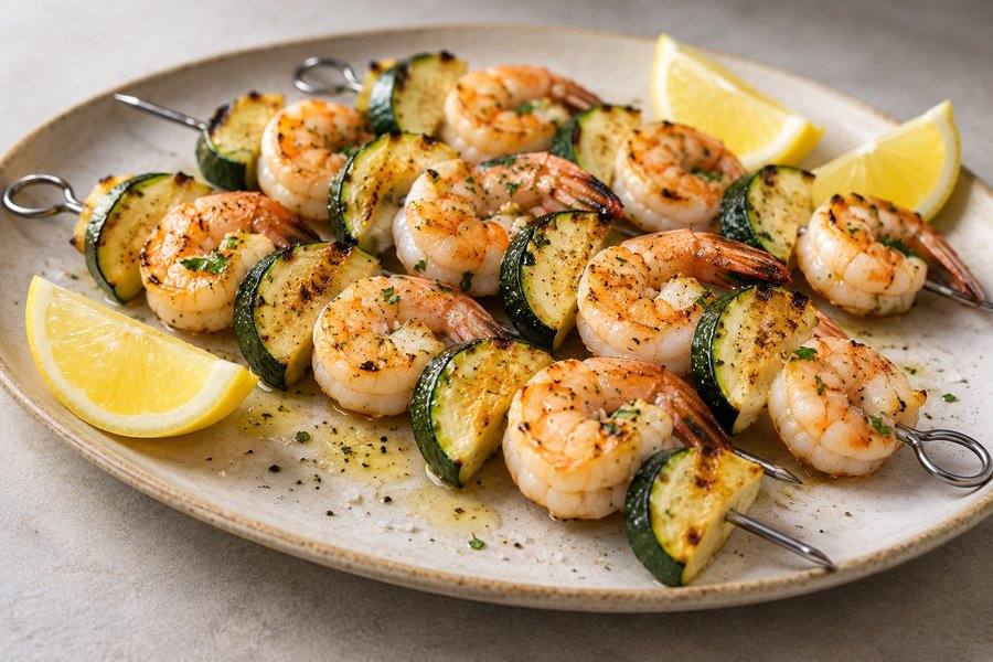 brochetas de gambas