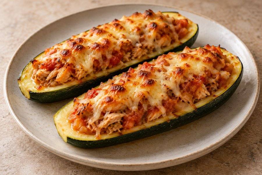 calabacín relleno de atún