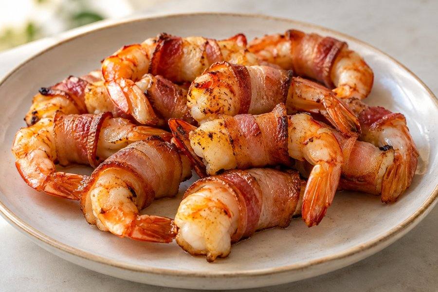 langostinos envueltos en bacon