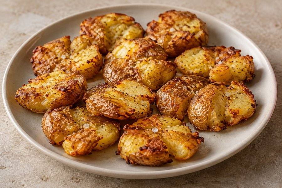 patatas aplastadas crujientes